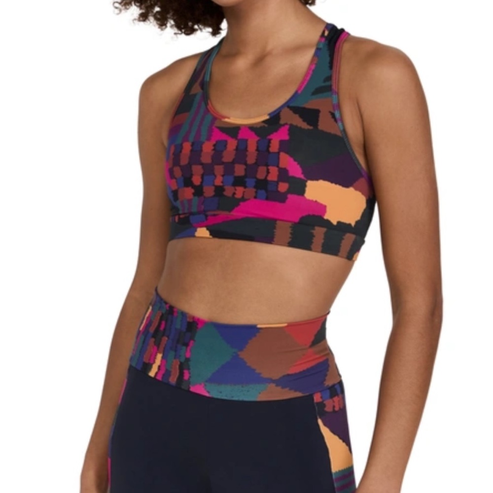 Farm Rio Abstract Patches Sports Bra Top Size S